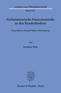 Welz |  Parlamentarische Finanzkontrolle in den Bundesländern, | Buch |  Sack Fachmedien