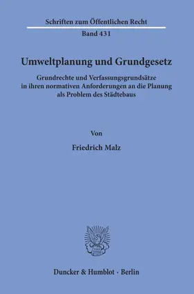 Malz |  Umweltplanung und Grundgesetz. | Buch |  Sack Fachmedien