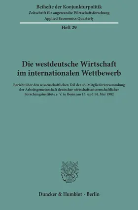 / |  Die westdeutsche Wirtschaft im internationalen Wettbewerb. | Buch |  Sack Fachmedien