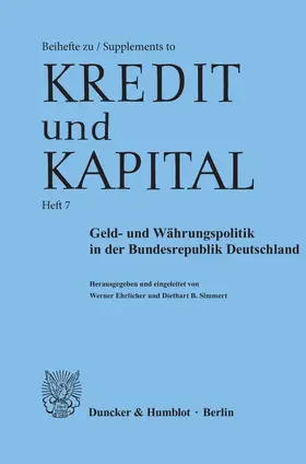 Ehrlicher / Simmert |  Geld- und Währungspolitik in der Bundesrepublik Deutschland. | Buch |  Sack Fachmedien