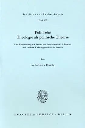 Beneyto |  Politische Theologie als politische Theorie. | Buch |  Sack Fachmedien