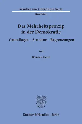 Heun |  Das Mehrheitsprinzip in der Demokratie. Grundlagen - Struktur - Begrenzungen. | Buch |  Sack Fachmedien