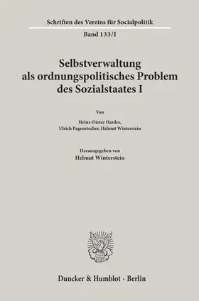 Winterstein |  Selbstverwaltung als ordnungspolitisches Problem des Sozialstaates I. | Buch |  Sack Fachmedien