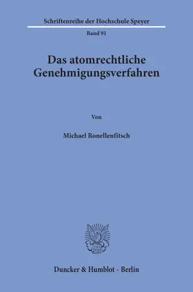 Ronellenfitsch |  Das atomrechtliche Genehmigungsverfahren. | Buch |  Sack Fachmedien