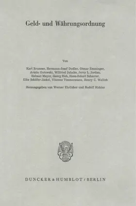 Ehrlicher / Richter |  Geld- und Währungsordnung. | Buch |  Sack Fachmedien