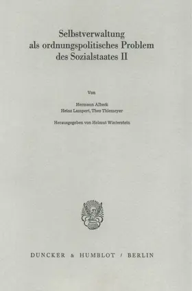 Winterstein |  Selbstverwaltung als ordnungspolitisches Problem des Sozialstaates II. | Buch |  Sack Fachmedien
