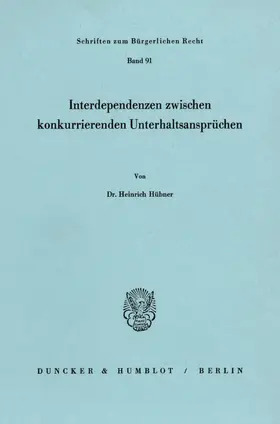 Hübner |  Interdependenzen zwischen konkurrierenden Unterhaltsansprüchen. | Buch |  Sack Fachmedien
