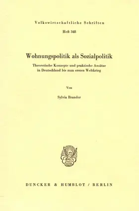Brander |  Wohnungspolitik als Sozialpolitik. | Buch |  Sack Fachmedien