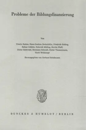Brinkmann |  Probleme der Bildungsfinanzierung | Buch |  Sack Fachmedien