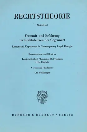 Eckhoff / Friedman / Uusitalo |  Vernunft und Erfahrung im Rechtsdenken der Gegenwart - Reason and Experience in Contemporary Legal Thought. | Buch |  Sack Fachmedien