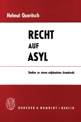 Quaritsch |  Recht auf Asyl. | Buch |  Sack Fachmedien