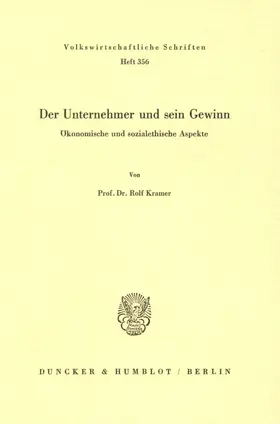 Kramer |  Der Unternehmer und sein Gewinn. | Buch |  Sack Fachmedien