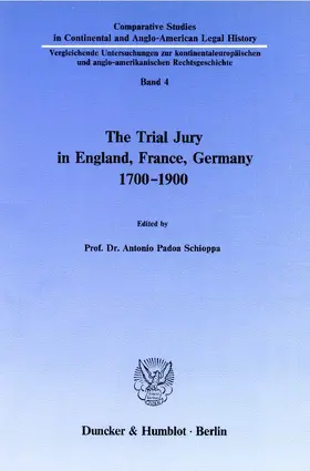 Padoa Schioppa |  The Trial Jury in England, France, Germany 1700–1900. | Buch |  Sack Fachmedien