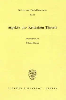 Röhrich |  Aspekte der Kritischen Theorie. | Buch |  Sack Fachmedien