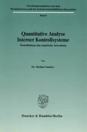 Sanders |  Quantitative Analyse Interner Kontrollsysteme. | Buch |  Sack Fachmedien