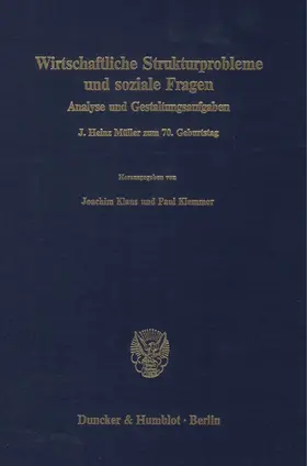 Klaus / Klemmer |  Wirtschaftliche Strukturprobleme und soziale Fragen. | Buch |  Sack Fachmedien