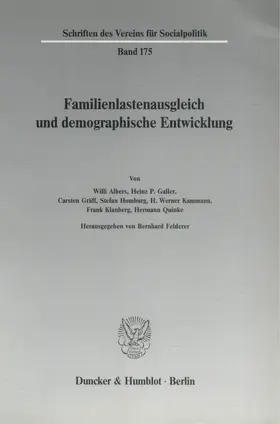 Felderer |  Familienlastenausgleich und demographische Entwicklung. | Buch |  Sack Fachmedien