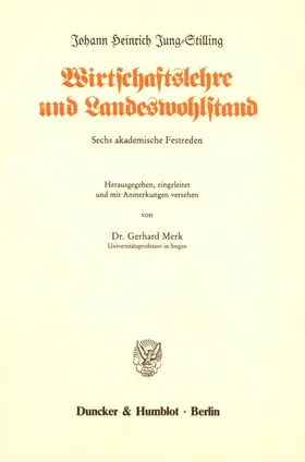 Jung-Stilling |  Wirtschaftslehre und Landeswohlstand. | Buch |  Sack Fachmedien