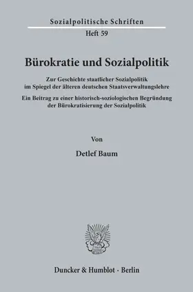 Baum |  Bürokratie und Sozialpolitik. | Buch |  Sack Fachmedien