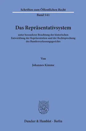 Kimme |  Das Repräsentativsystem | Buch |  Sack Fachmedien