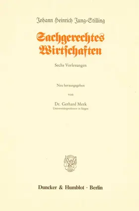 Merk / Jung-Stilling |  Sachgerechtes Wirtschaften. | Buch |  Sack Fachmedien