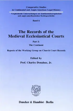 Donahue / Donahue, Jr. |  The Records of the Medieval Ecclesiastical Courts. | Buch |  Sack Fachmedien