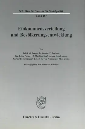 Felderer |  Einkommensverteilung und Bevölkerungsentwicklung. | Buch |  Sack Fachmedien