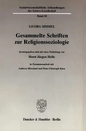 Helle / Simmel |  Gesammelte Schriften zur Religionssoziologie. | Buch |  Sack Fachmedien