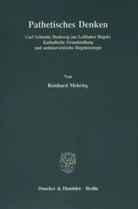 Mehring | Pathetisches Denken. | Buch | 978-3-428-06731-2 | sack.de