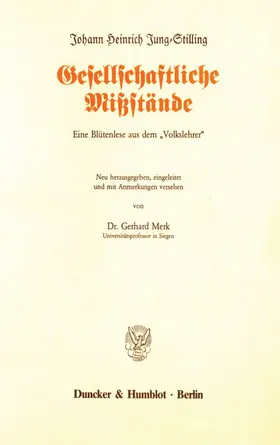 Jung-Stilling |  Gesellschaftliche Mißstände | Buch |  Sack Fachmedien