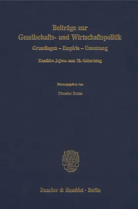 Dams |  Beiträge zur Gesellschafts- und Wirtschaftspolitik. | Buch |  Sack Fachmedien
