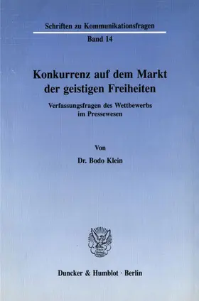 Klein | Konkurrenz auf dem Markt der geistigen Freiheiten. | Buch | 978-3-428-06904-0 | www.sack.de
