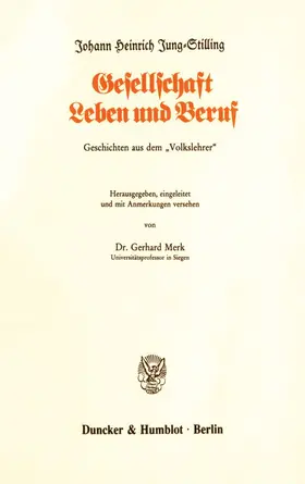 Jung-Stilling |  Gesellschaft, Leben und Beruf. | Buch |  Sack Fachmedien