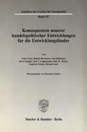Sautter |  Konsequenzen neuerer handelspolitischer Entwicklungen für die Entwicklungsländer | Buch |  Sack Fachmedien