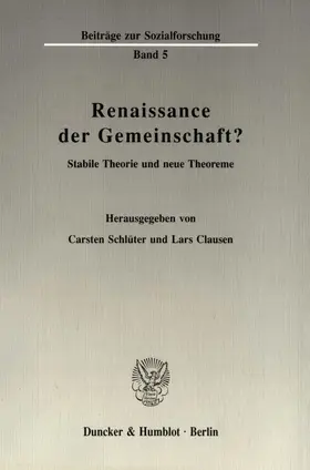 Schlüter / Clausen |  Renaissance der Gemeinschaft? | Buch |  Sack Fachmedien