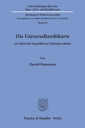 Hammann |  Die Universalkreditkarte. | Buch |  Sack Fachmedien