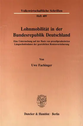 Fachinger |  Lohnmobilität in der Bundesrepublik Deutschland. | Buch |  Sack Fachmedien