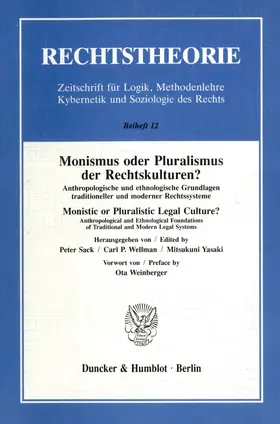 Sack / Wellman / Yasaki |  Monismus oder Pluralismus der Rechtskulturen? | Buch |  Sack Fachmedien