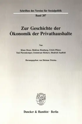 Petzina |  Zur Geschichte der Ökonomik der Privathaushalte. | Buch |  Sack Fachmedien