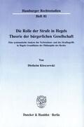Klesczewski |  Die Rolle der Strafe in Hegels Theorie der bürgerlichen Gesellschaft | Buch |  Sack Fachmedien