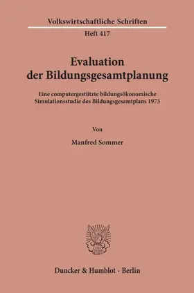 Sommer |  Evaluation der Bildungsgesamtplanung. | Buch |  Sack Fachmedien