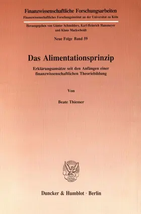 Thiemer |  Das Alimentationsprinzip. | Buch |  Sack Fachmedien