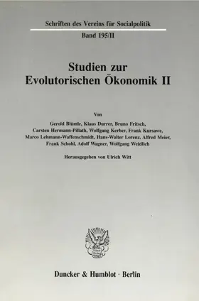 Witt |  Studien zur Evolutorischen Ökonomik II. | Buch |  Sack Fachmedien