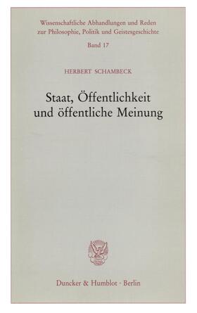 Schambeck | Staat, Öffentlichkeit und öffentliche Meinung. | Buch | sack.de