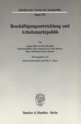 Kantzenbach / Mayer |  Beschäftigungsentwicklung und Arbeitsmarktpolitik. | Buch |  Sack Fachmedien