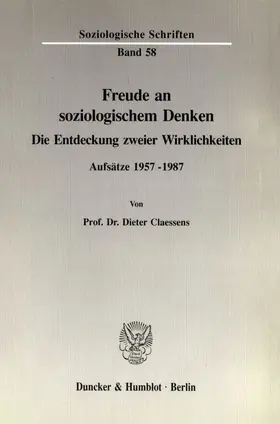 Claessens | Freude an soziologischem Denken. | Buch | 978-3-428-07672-7 | sack.de