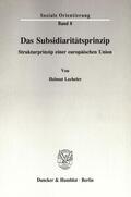 Lecheler |  Das Subsidiaritätsprinzip. | Buch |  Sack Fachmedien