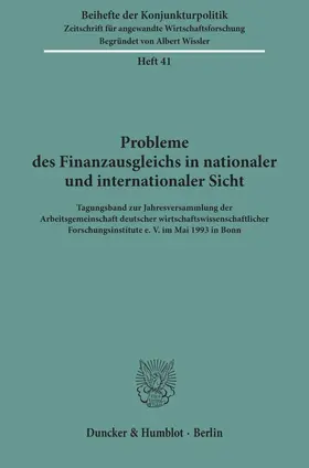 / |  Probleme des Finanzausgleichs in nationaler und internationaler Sicht. | Buch |  Sack Fachmedien