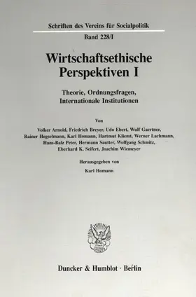Homann |  Wirtschaftsethische Perspektiven I | Buch |  Sack Fachmedien