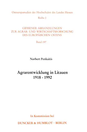 Penkaitis | Agrarentwicklung in Litauen 1918 - 1992. | Buch | 978-3-428-07887-5 | www.sack.de